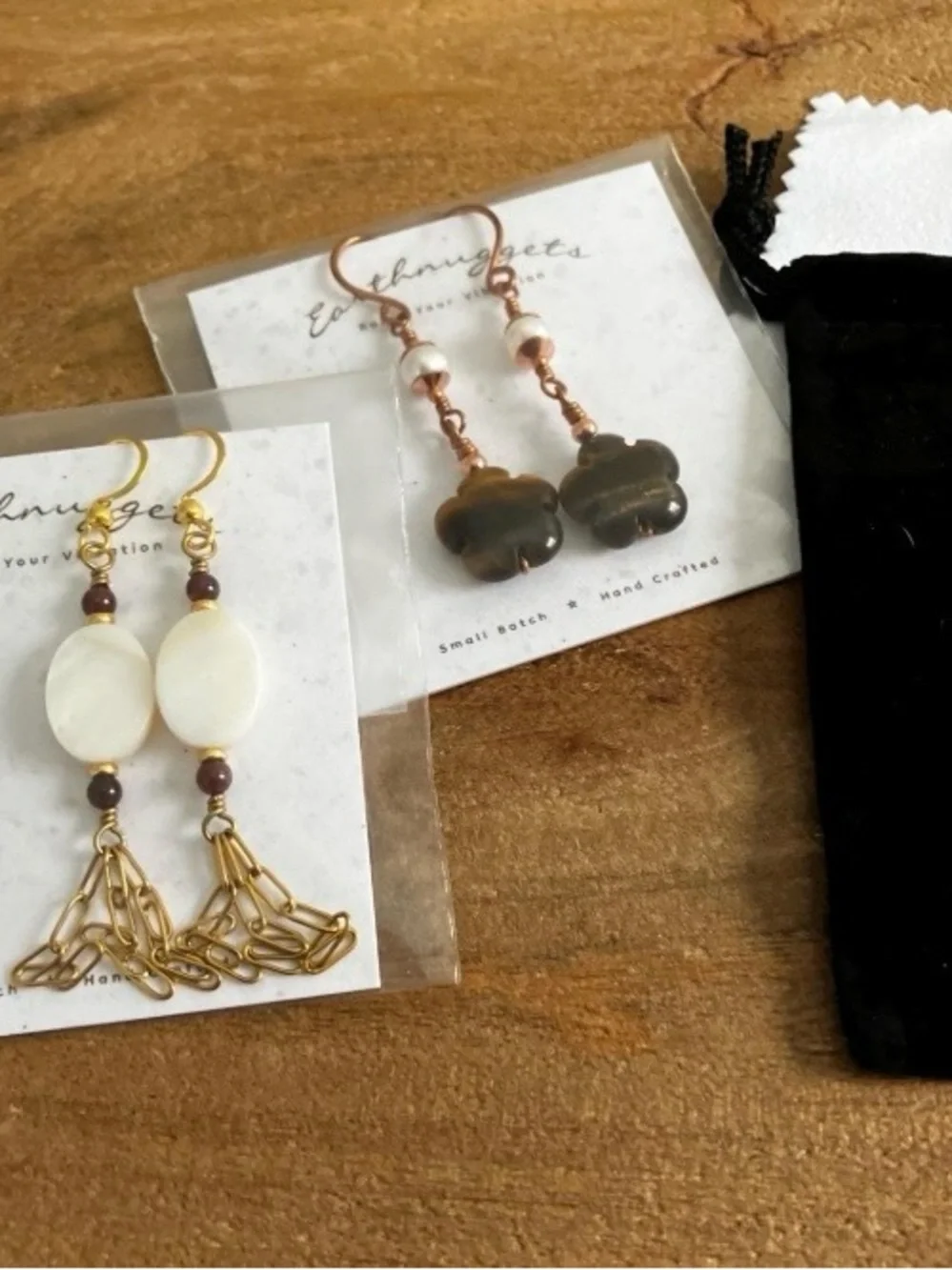 Copper wire wrapped natural iolite gemstone earrings stainless steel